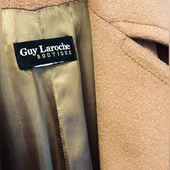 Rare Vintage Guy Laroche 100% Wool Camel Long Coat Early 90s - Picture 3 of 5
